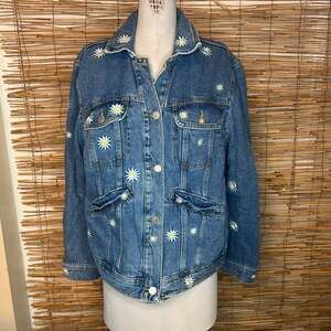Bagatelle Denim Daisy Embroidered Jacket